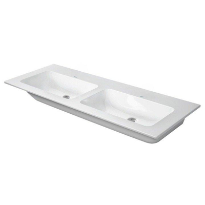 Duravit Me by starck double lavabo 130x49cm sans trou de robinet avec trop-plein blanc