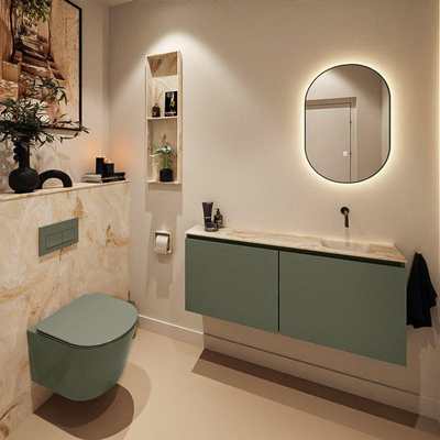 MONDIAZ TURE-DLUX Meuble toilette - 120cm - Army - EDEN - vasque Frappe - position droite - sans trou de robinet