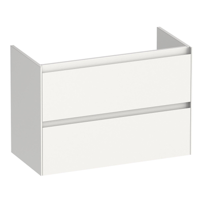 BRAUER Inspire wastafelonderkast ondiep 80 2 softclose lades - greeploos - 1 sifon uitsparing - hoogglans wit