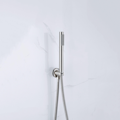 FortiFura Calvi Coude pour flexible de douche avec rosace ronde Inox brossé
