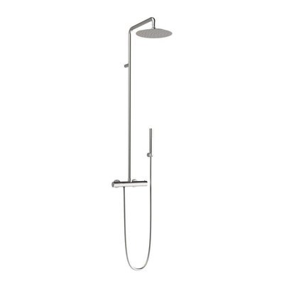 GO by Van Marcke Nero opbouw regendoucheset – thermostatisch – Ø25 cm hoofddouche – handdouche met omstel – nikkel geborsteld