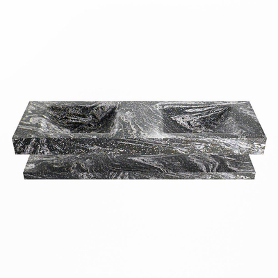 MONDIAZ ALAN - DLUX Badkamermeubelset - 150cm - planchet - Lava - vrijhangende wastafel - 2 wasbakken - 2 kraangaten - Lava