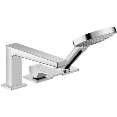 Hansgrohe Metropol 3-gats badrandmengkraan - met rechte greep - hoogglans chroom
