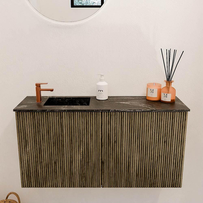 Mondiaz JOYA-DLUX 80cm toiletmeubel - kleur Dusk - Wastafel FAYE positie Links 1 kraangat kleur Lava.