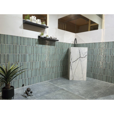 ÉCHANTILLON Terravito Gimare Carrelage mural en céramique - 35x35cm - 9.2mm - kitkat - Vert