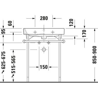 Duravit Happy D.2 Onderstel verstelbaar - 5cm - voor wastafel 231865 - hoogglans chroom