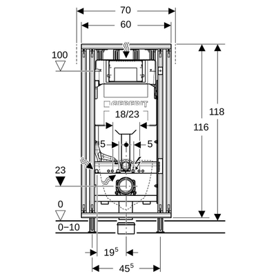 GeberitGISmodule WC suspendu H120 B60cm Sigma res12cm angle