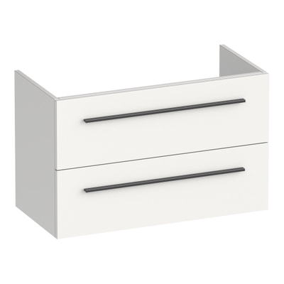 BRAUER Trust meuble sous-lavabo peu profond 80 sans poignées rapportées 2 tiroirs à fermeture en douceur et 1 découpe pour siphon - blanc mat