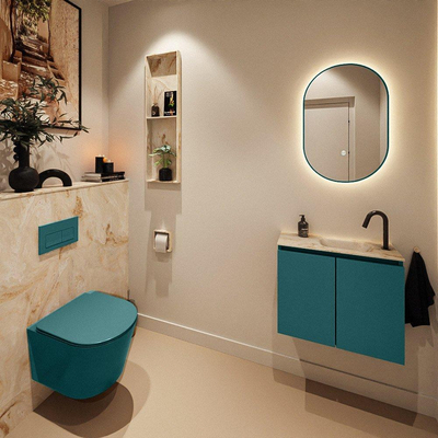 MONDIAZ TURE-DLUX Meuble toilette - 60cm - Smag - EDEN - vasque Frappe - position droite - 1 trou de robinet