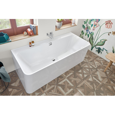 Villeroy & Boch Collaro baignoire semi-autoportante semi-autoportante - 180x80cm - rectangulaire trop-plein chrome Acrylique Blanc Brillant