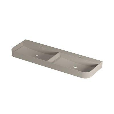 INK Duomo Lavabo - 140x45x10cm - posé - coins arrondis - double vasque - 2 trous de robinet - polystone - coton crème mat