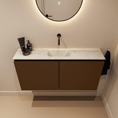 MONDIAZ TURE-DLUX Meuble toilette - 100cm - Rust - EDEN - vasque Ostra - position centrale - sans trou de robinet