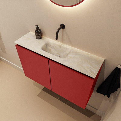 MONDIAZ TURE-DLUX 80cm toiletmeubel Fire. EDEN wastafel Ostra positie midden. Zonder kraangat.