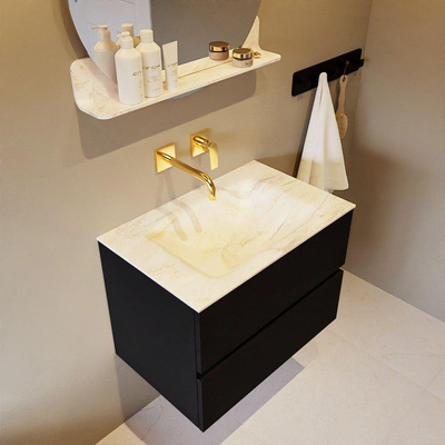 Mondiaz VICA-DLUX ensemble de meuble de salle de bain - 70cm - meuble sous-vasque urban - 2 tiroirs - lavabo encastré cloud milieu - sans trous de robinet - version haute de 60cm - ostra