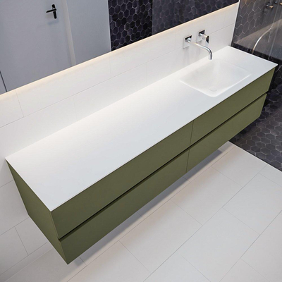 Mondiaz VICA ensemble de meuble de salle de bain - 200cm - meuble sous-vasque armée - 4 tiroirs - lavabo nuage droite - sans trou de robinet - miroir LED - version XL 60cm de haut