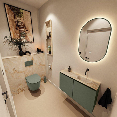 MONDIAZ TURE-DLUX 80cm toiletmeubel Army. EDEN wastafel Frappe positie rechts. Zonder kraangat.