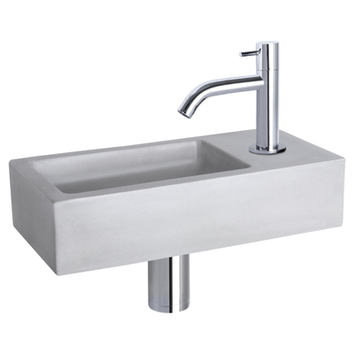 Differnz Ravo pack lave-mains – 38,5 x 18,5 x 9 cm – béton gris clair – robinet courbé chromé