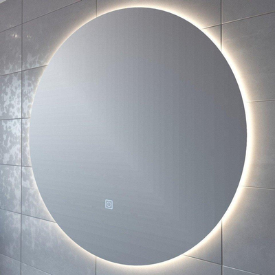 FugaFlow Eccelente Arredo miroir salle de bain - rond - 120cm - éclairage LED indirect - chauffe miroir - interrupteur