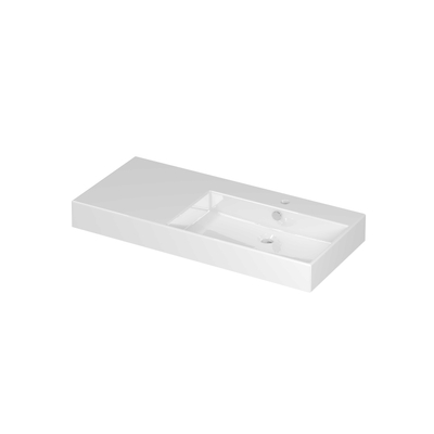 INK Unlimited wastafel - 100x45x11cm porselein rechts zonder kraangat - glans wit