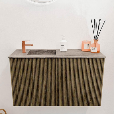 Mondiaz JOYA-DLUX 70cm toiletmeubel - kleur Dusk - Wastafel FAYE positie Links 1 kraangat kleur Oza.