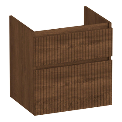 BRAUER Delight Wavy wastafelonderkast 60 2 softclose lades - greeploos - 1 sifon uitsparing - Forest Cacao