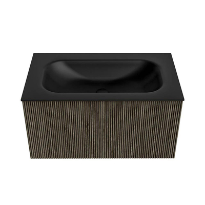 Mondiaz KURVE Badkamermeubelset - 80x46x40cm - 1 lade - wastafel solid surface - midden - 1 kraangat - Shadow
