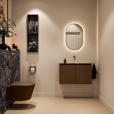 MONDIAZ TURE-DLUX Meuble de toilettes 80 cm Rust. EDEN lavabo Lava position centrale. Sans trou de robinet.