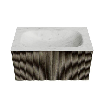 Mondiaz KURVE-DLUX Ensemble de meuble de salle de bains - 80x46x40cm - 1 tiroir - lavabo solid surface - central - 1 trou de robinet - Shadow
