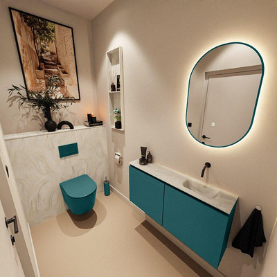 MONDIAZ TURE-DLUX 100cm toiletmeubel Smag. EDEN wastafel Ostra positie rechts. Zonder kraangat.