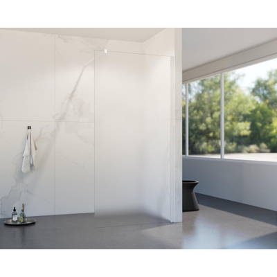 FugaFlow Eccelente Vetro Douche à l'italienne - 50x200cm - verre satiné - Blanc mat