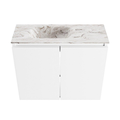 MONDIAZ TURE-DLUX 60cm toiletmeubel Talc. EDEN wastafel Glace positie links. Met 1 kraangat.