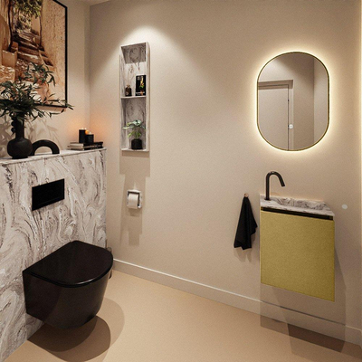 MONDIAZ TURE-DLUX Meuble toilette - 40cm - Oro - EDEN - vasque Glace - position droite - 1 trou de robinet