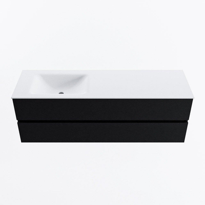 MONDIAZ VICA meuble sous lavabo 150cm Urban 2 tiroirs. Lavabo CLOUD gauche 1 trou de robinet, couleur Talc.