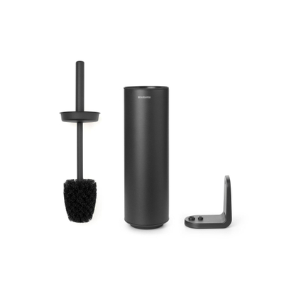 Brabantia MindSet Toiletborstelhouder - gesloten - rond - staand/wandmontage - mineral infinite grey