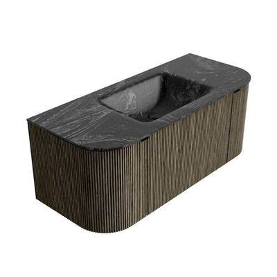 Mondiaz KURVE-DLUX Badkamermeubelset - 110x46x40cm - 1 lade - 2 deuren - wastafel solid surface - midden - zonder kraangat - Shadow