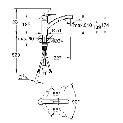 GROHE Start Keukenkraan - draaibare/uittrekbare uitloop - chroom