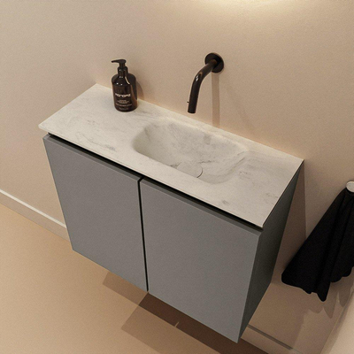 MONDIAZ TURE-DLUX 60cm toiletmeubel Smoke. EDEN wastafel Opalo positie rechts. Zonder kraangat.