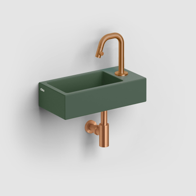 Clou Flush 3 Lave-mains 36x18x9cm avec trou de robinet droite céramique vert pin mat