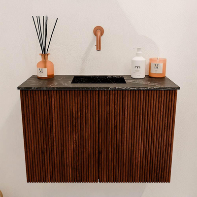 Mondiaz JOYA-DLUX 60cm toiletmeubel - kleur Ruby - Wastafel FAYE positie Midden Zonder kraangat kleur Lava.