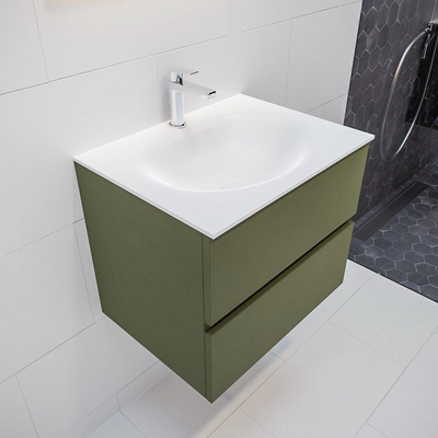 Mondiaz VICA ensemble de meuble de salle de bain - 60cm - meuble sous-vasque armée - 2 tiroirs - lavabo lune milieu - 1 trou de robinet - version XL 60cm haut