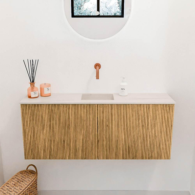 Mondiaz JOYA-DLUX 100cm meuble de toilette - couleur Oak - Vasque FAYE position Milieu Sans trou de robinet couleur Meli.