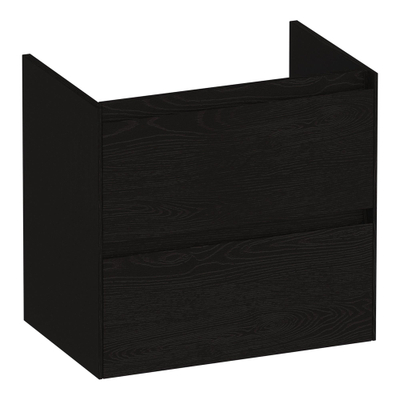 BRAUER Inspire wastafelonderkast ondiep 60 2 softclose lades - greeploos - 1 sifon uitsparing - Timber Black
