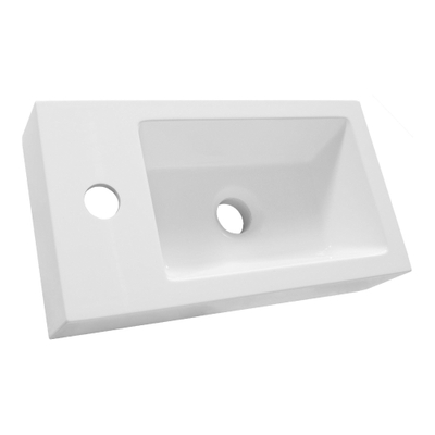 BRAUER Solar Thick lavabo à poser 40 avec 1 trou de robinet et en marbre minéral blanc satiné à placer à gauche/droite.