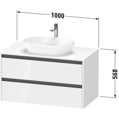 Duravit ketho 2 meuble sous lavabo avec plaque console avec 2 tiroirs 100x55x56.8cm avec poignées anthracite noyer foncé mate