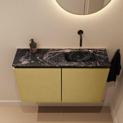 MONDIAZ TURE-DLUX Meuble toilette - 80cm - Oro - EDEN - vasque Lava - position droite - sans trou de robinet