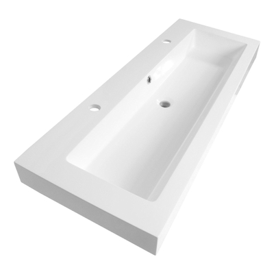 Saniclass Florence lavabo pour meuble 120cm 1 lavabo 2 trous polybéton blanc