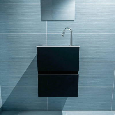 MONDIAZ ADA Meuble WC - 40x30x50cm - 1 trou de robinet - 2 tiroirs - urban mat - lavabo à gauche - Solid surface - Blanc