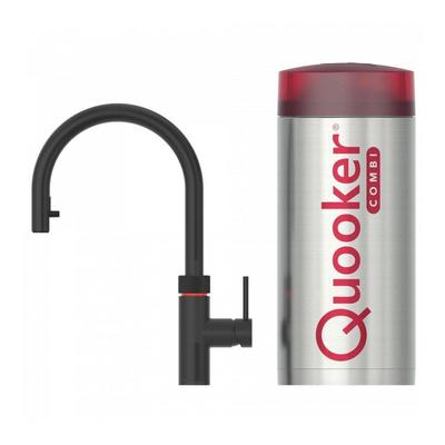 Quooker flex kokendwaterkraan - draaibare & uittrekbare uitloop - Combi+ reservoir - Warm / kokend water - Zwart