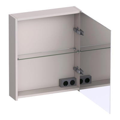 BRAUER Impress armoire de toilette – 59 x 70 x 15 cm – ouverture à droite, porte-miroir double face – Sable