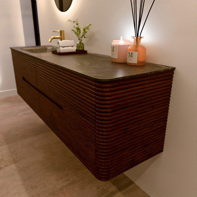 Mondiaz CIRO-DLUX Badkamermeubelset - 170x45x50cm - Solid surface wastafel Lava - 1 wasbak Links - 1 kraangat - 4 lades - Ruby